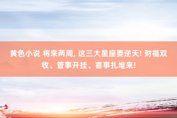 黄色小说 将来两周， 这三大星座要逆天! 财福双收、管事开挂、喜事扎堆来!