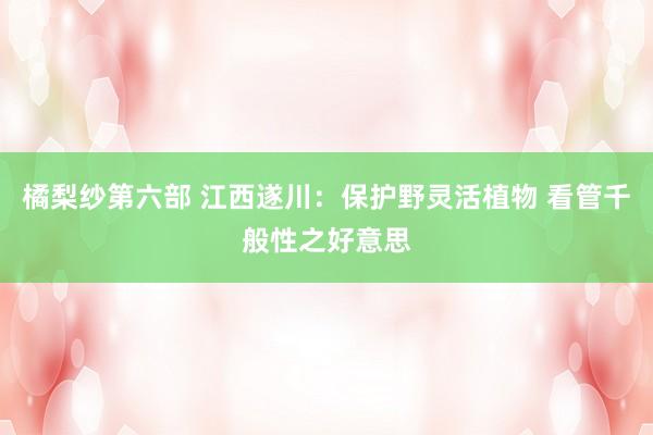 橘梨纱第六部 江西遂川：保护野灵活植物 看管千般性之好意思