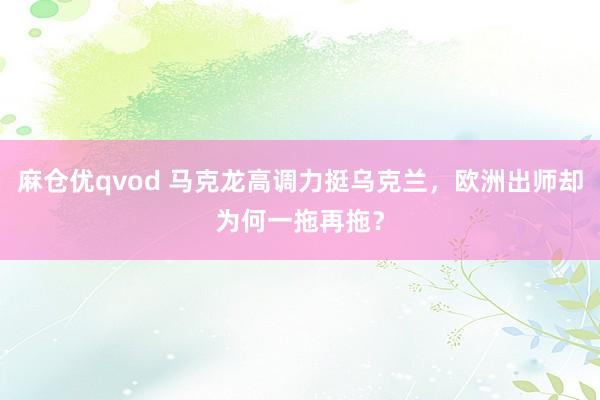 麻仓优qvod 马克龙高调力挺乌克兰，欧洲出师却为何一拖再拖？