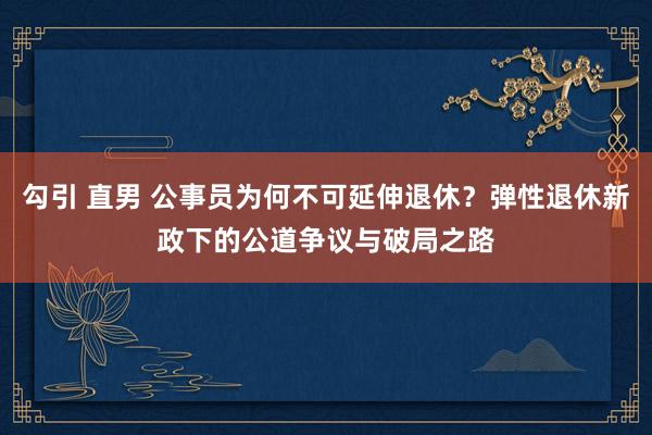 勾引 直男 公事员为何不可延伸退休？弹性退休新政下的公道争议与破局之路