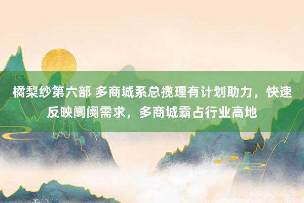 橘梨纱第六部 多商城系总揽理有计划助力，快速反映阛阓需求，多商城霸占行业高地