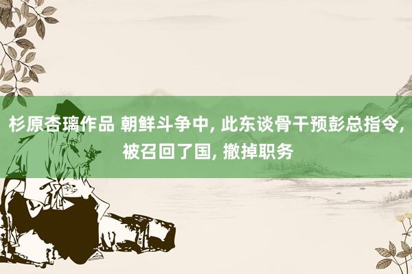 杉原杏璃作品 朝鲜斗争中， 此东谈骨干预彭总指令， 被召回了国， 撤掉职务