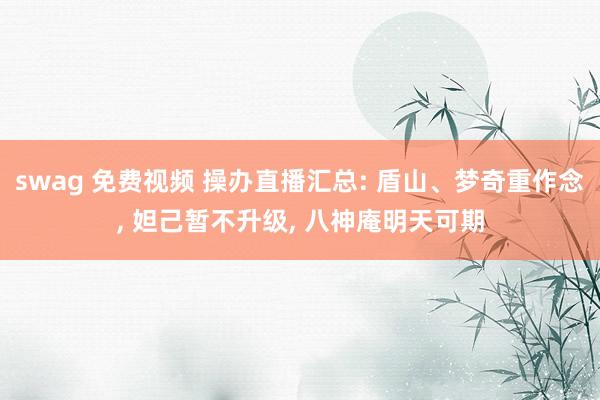 swag 免费视频 操办直播汇总: 盾山、梦奇重作念， 妲己暂不升级， 八神庵明天可期