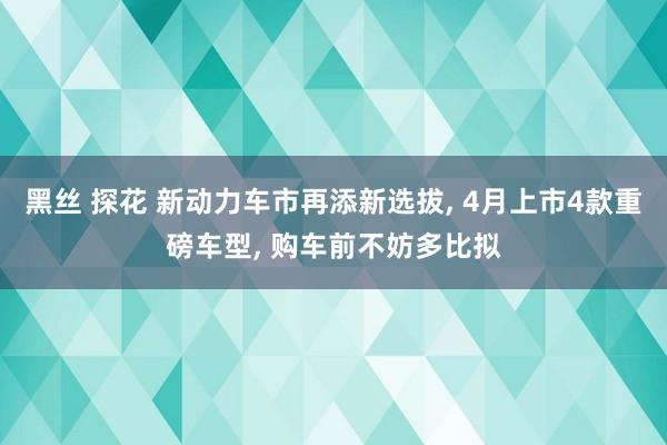 黑丝 探花 新动力车市再添新选拔， 4月上市4款重磅车型， 购车前不妨多比拟