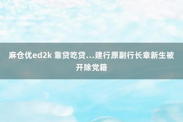 麻仓优ed2k 靠贷吃贷…建行原副行长章新生被开除党籍