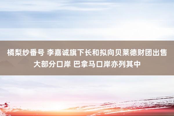 橘梨纱番号 李嘉诚旗下长和拟向贝莱德财团出售大部分口岸 巴拿马口岸亦列其中